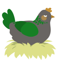 A grey and leaf chicken with a neck-speckle pattern