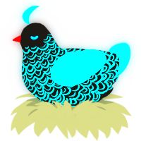 A sable and aqua chicken with a double-lace pattern