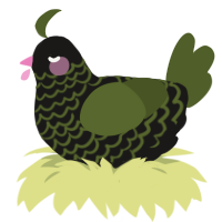 A sable and olive chicken with a lace pattern