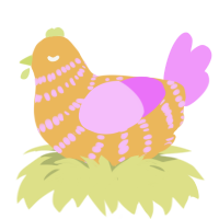A honey and lavender chicken with a bar pattern