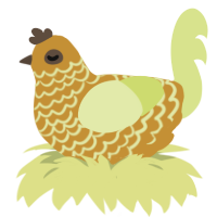 A gold and lemon chicken with a lace pattern