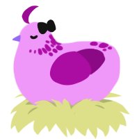 Birthday Cake, a lavender and plum chicken with a neck-speckle pattern