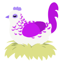 A white and amethyst chicken with a half-lace pattern