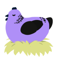 Lamp, a lilac and black chicken with a neck-band pattern
