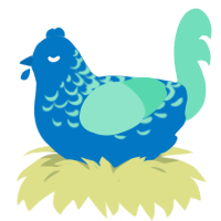 A sapphire and mint chicken with a half-lace pattern