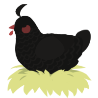 A black and sable chicken with a lace pattern
