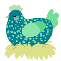 Sea Bippy, a sea and spring chicken with a speckle pattern