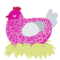 A fuchsia and mist chicken with a double-lace pattern