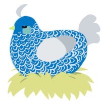 A sapphire and mist chicken with a double-lace pattern