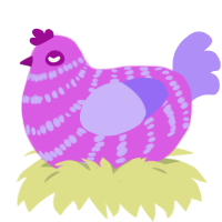 A orchid and lilac chicken with a bar pattern