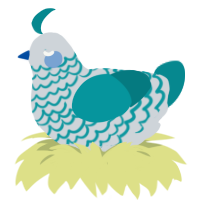 A mist and teal chicken with a lace pattern