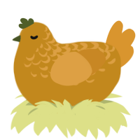 A ochre and orange chicken with a half-lace pattern