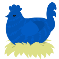 A ultramarine chicken with a bar pattern