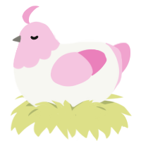 A white and pink chicken with a head pattern