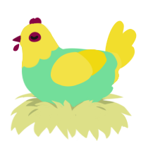 A spring and yellow chicken with a head pattern