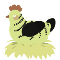 A lemon and black chicken with a half-bar pattern