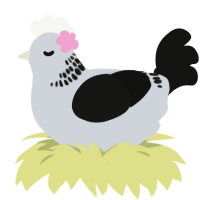 Babiest, a mist and black chicken with a neck-band pattern