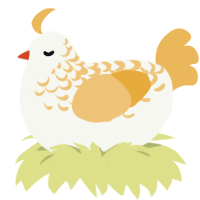 A white and honey chicken with a half-lace pattern