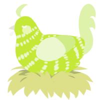 A lime and apple chicken with a bar pattern
