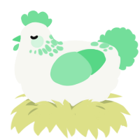 A white and spring chicken with a neck-speckle pattern
