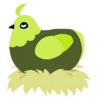 A olive and lime chicken with a head pattern