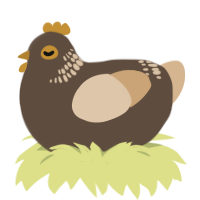 A bark and beige chicken with a neck-band pattern