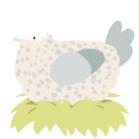 A cream and silver chicken with a speckle pattern