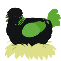 A sable and grass chicken with a neck-band pattern
