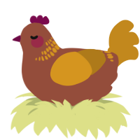 A russet and ochre chicken with a neck-band pattern