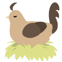 A beige and bark chicken