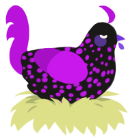 A sable and amethyst chicken with a speckle pattern