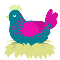 Overpriced Tie-Dye, a sea and fuchsia chicken with a half-lace pattern