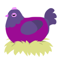 A plum and overcast chicken with a head pattern