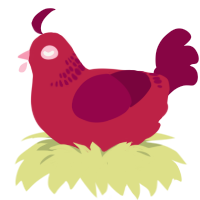 A crimson and maroon chicken with a neck-band pattern