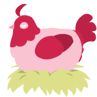 A rose and crimson chicken with a head pattern