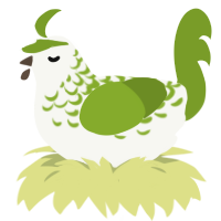 A white and chartreuse chicken with a half-lace pattern