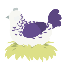 A white and overcast chicken with a half-lace pattern