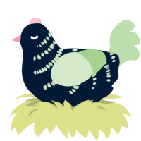 A tumblr and gluppy chicken with a half-bar pattern