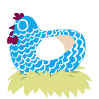 A sky and cream chicken with a lace pattern