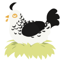 A white and sable chicken with a half-lace pattern