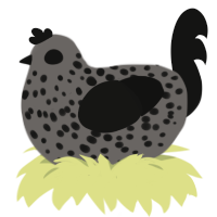 (unnamed), a grey and black chicken with a speckle pattern