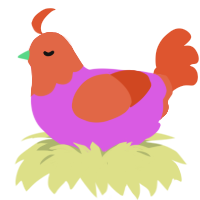 Francine, a orchid and vermilion chicken with a head pattern