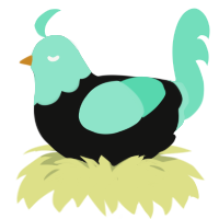 A black and mint chicken with a head pattern