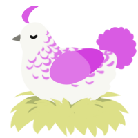 A white and orchid chicken with a half-lace pattern