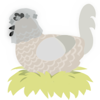 A cream and white chicken with a lace pattern