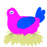 A orchid and ultramarine chicken