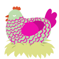 A gluppy and fuchsia chicken with a lace pattern
