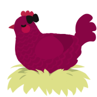 Cherry, a maroon chicken with a lace pattern