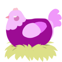 A plum and lavender chicken with a head pattern