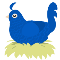 A ultramarine chicken with a lace pattern